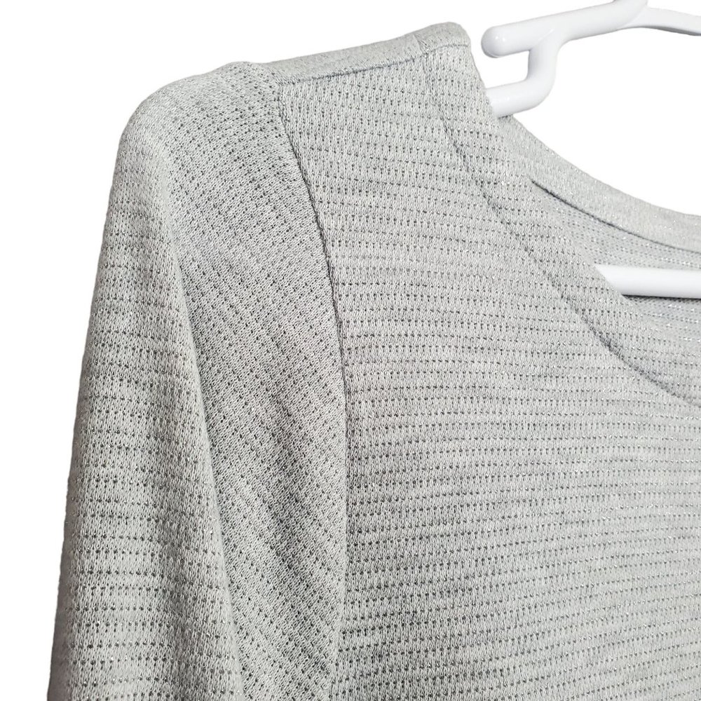 Talbots Size 2X Shirt Button Cuff Sparkle Knit Tunic Silver Gray Shimmer - Picture 6 of 9